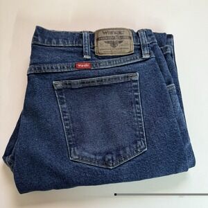 Mens Wrangler 38 x 32 Regular FIt Blue Jeans Dark Wash